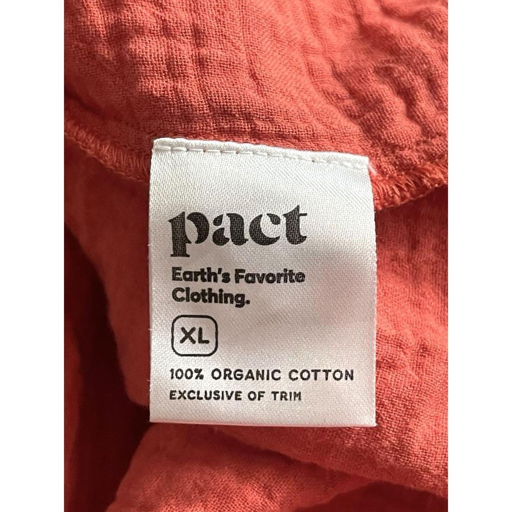 Pact Coastal Double Gauze Boho Coral Midi Dress Sz XL Organic Cotton Beachy - Picture 13 of 16